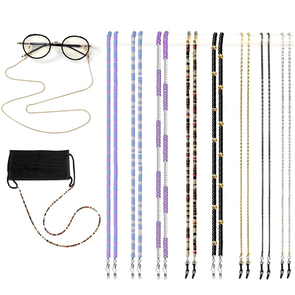 8315 Eyeglass Chain,8 Pcs Beaded Eye Glasses Strap Holders around Neck &